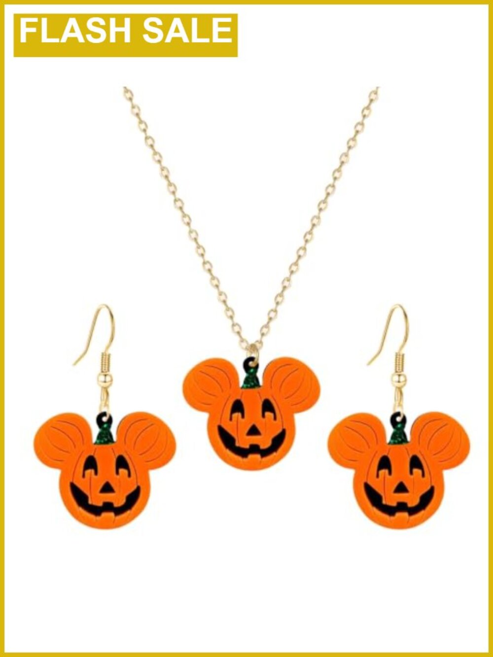 Halloween Pumpkin Necklace and Earrings Jewelry Set for Women Holiday Party